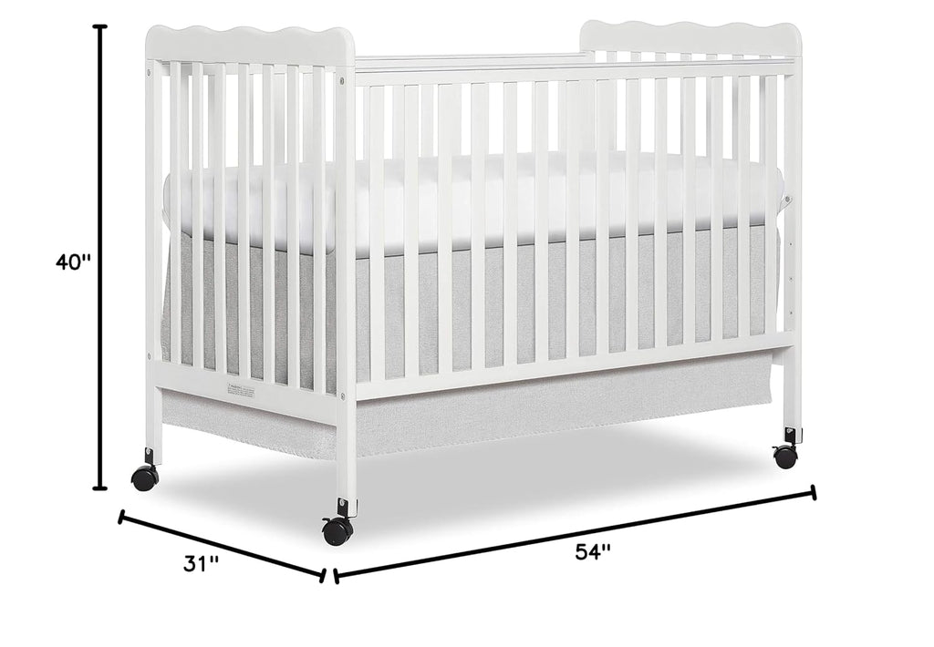 Dream On Me Carson Classic 3-in-1 Convertible Full-Size Baby Crib in White, GreenGuard Gold & BSA, 4 Mattress Heights, Converts to Day & Toddler Bed, Locking Wheels, Classic Nursery Design