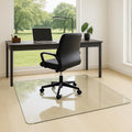 Tempered Glass Chair Mat, 55' x 46' Glass Office Chair Mat, 1/5' Thick Clear Floor Mat with Anti-Slip Pads, Heavy Duty Glass Mat for Carpeted and Hard Floor