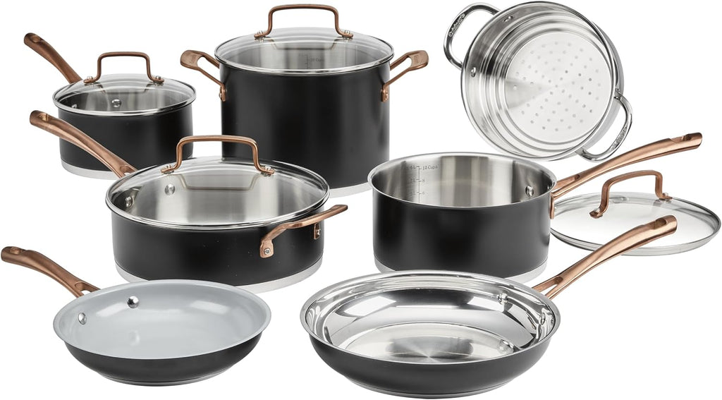Cuisinart 11-Piece Matte Black Elegance Cookware Set, MBK89-11