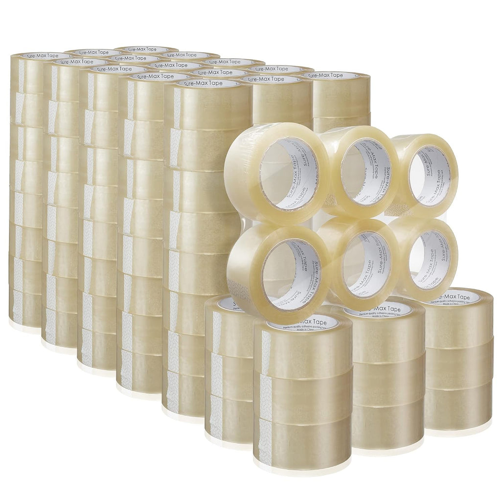 Sure-Max Premium Carton Packing Tape 1.8 mil 330 Feet (110 Yards) - Clear - 4 Cases (144 Rolls Total)