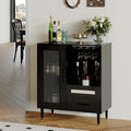 GarveeHome Modern Wine Bar Cabinet with Wine Glass Rack, Glass Door Display and Drawers, Coffee Bar & Liquor Cabinet with Storage, Buffet Sideboard Table for Home, Kitchen, Dining Room, Living Room