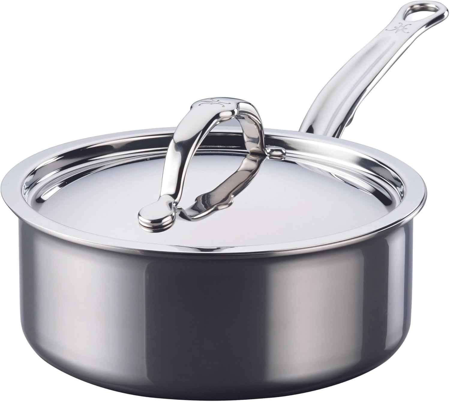 Hestan NanoBond Molecular Titanium Saucepan with Lid, 2-Quart - PFAS-Free Stainless Steel, 4x Stronger, 1050°F Oven Safe, Induction Compatible, Handcrafted Italy