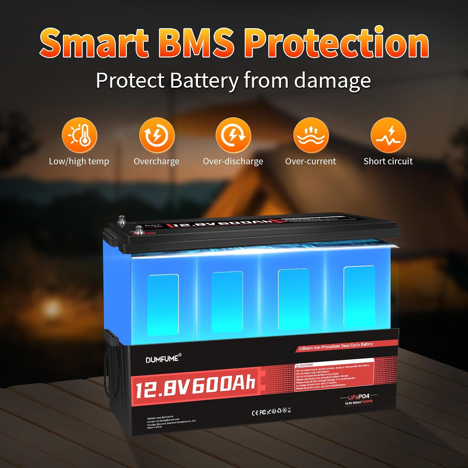 12V 600Ah LiFePO4 Battery, Built-in 200A BMS, 7680Wh Energy 10000+ Deep Cycles Rechargeable 12 Volt Battery Perfect for RV, Solar System, Off Grid, Home Energy Storage