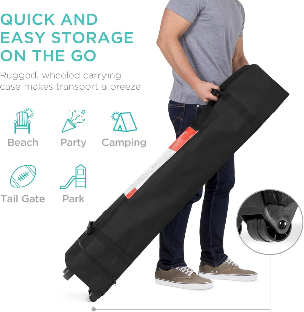 Best Choice Products 10x10ft Pop Up Canopy Tent, Outdoor Shade, 1 Person 1 Minute Set Up, Carry Case, 4 Weight Bags - Black