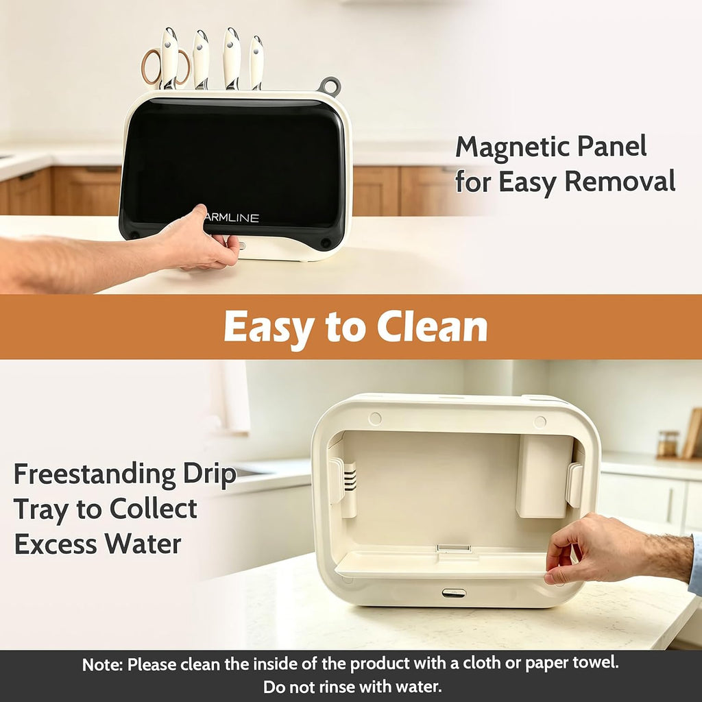 Charmline Next-Gen Smart Cutting Board and Knife Set with Holder, Self-Cleaning and Drying, Space-Saving Kitchen Organizer, Practical Gift for Mom, Dad, Housewarming, Birthday & Christmas