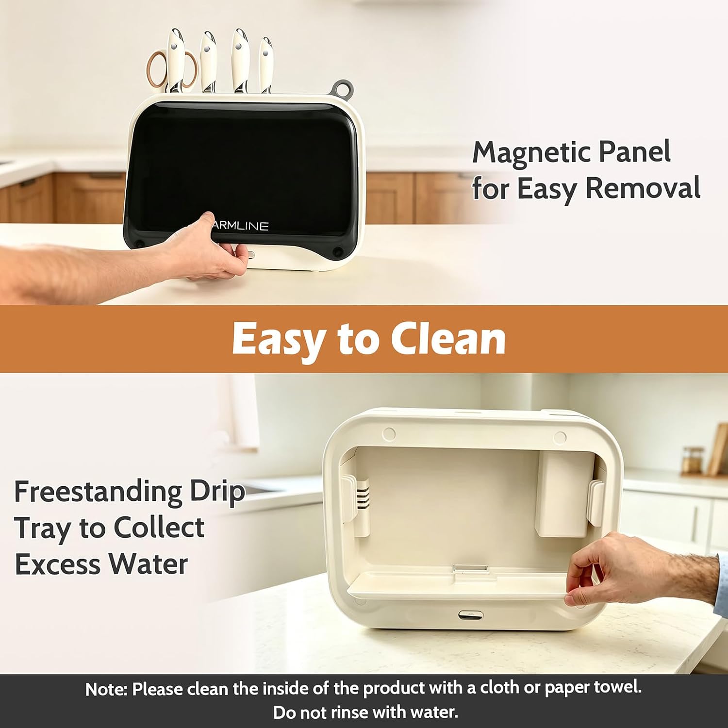 Charmline Next-Gen Smart Cutting Board and Knife Set with Holder, Self-Cleaning and Drying, Space-Saving Kitchen Organizer, Practical Gift for Mom, Dad, Housewarming, Birthday & Christmas