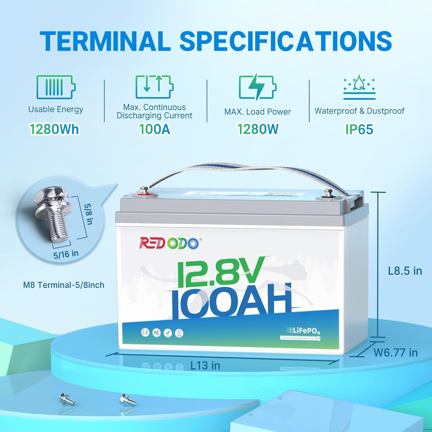 Redodo 4 Pack 12V 100Ah Lithium LiFePO4 Battery, Group 31 Battery Built in 100A BMS, Up to 15000 Cycles, 10 Years Lifetime, Perfect for RV, Off Grid, Solar, Marine, Trolling Motor