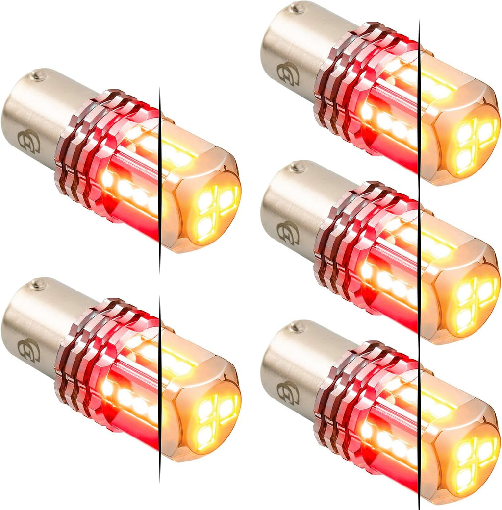 GG Grand General 70820 1157 Dual Color Amber/Red 15 LED Tower Bulb, 12V, 5 Pack