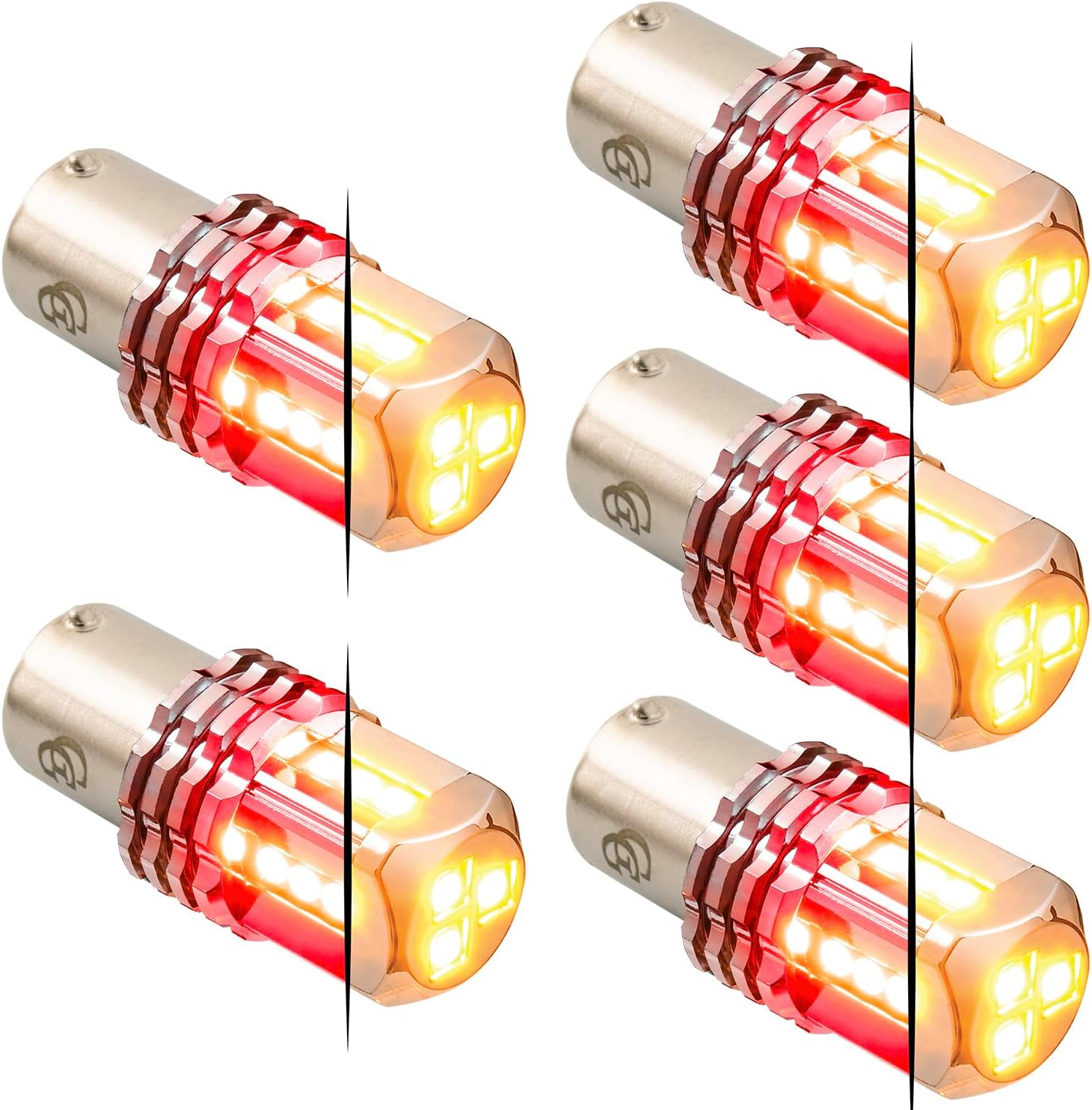 GG Grand General 70820 1157 Dual Color Amber/Red 15 LED Tower Bulb, 12V, 5 Pack
