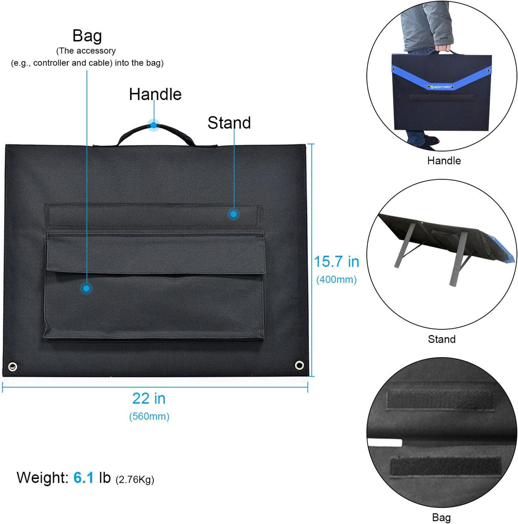 ACOPOWER 80W Foldable Solar Panel, 12V Portable Solar Kit with 10A LCD Charge Controller in Suitcase, (HY-2x40w)