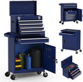 5-Drawer High Capacity Rolling Tool Box, Removable Cabinet Storage Tool Chest with Wheels and Drawers, Detachable Toolbox with Lock for Mechanics Garage Workshop and Tool Room (Blue)