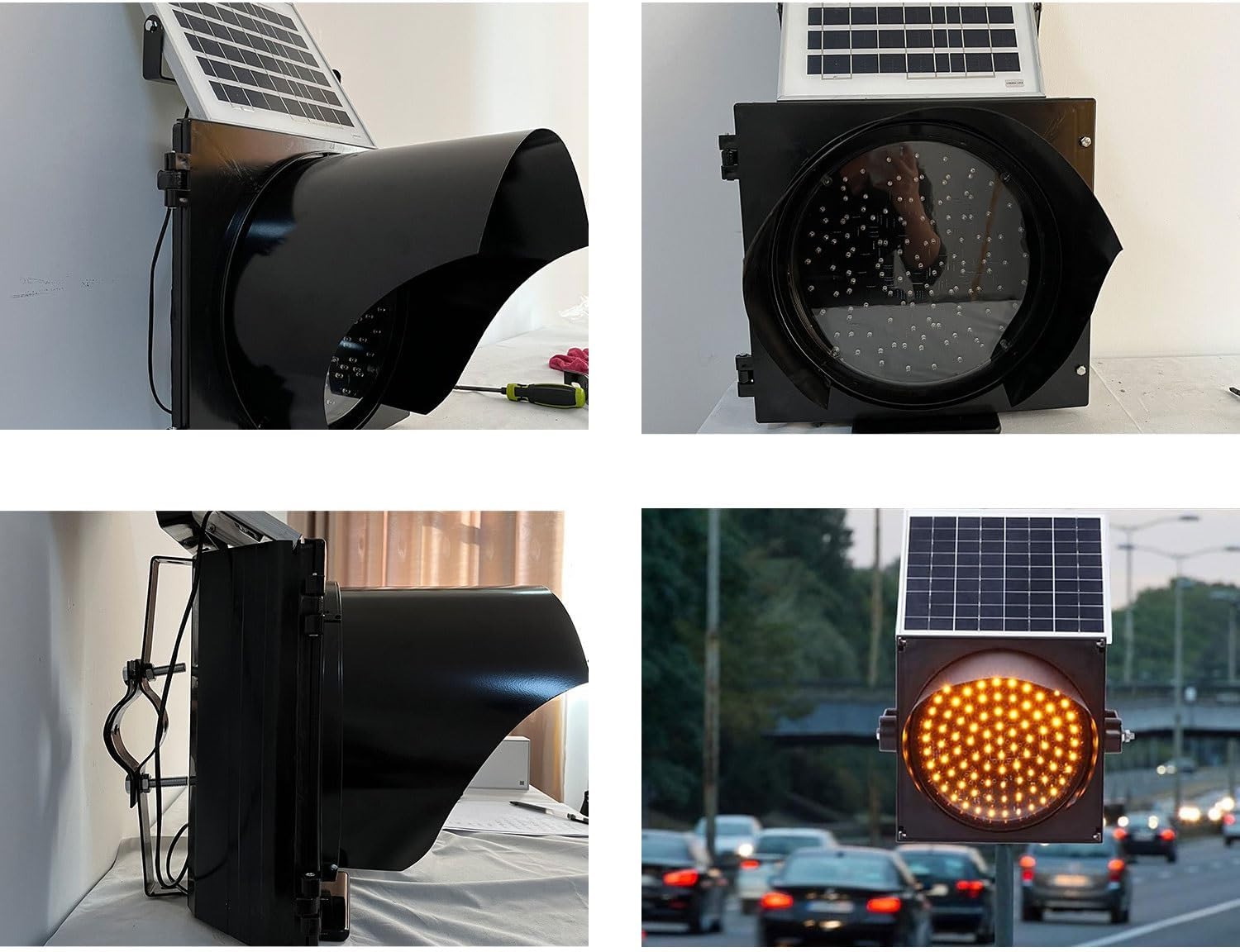 Solar Outdoor Traffic Lights, Multi-Function Yellow Warning Lights, IP65, Road Safety Emergency Lamp, for Bridges, Construction Traffic Safety, Night Driving