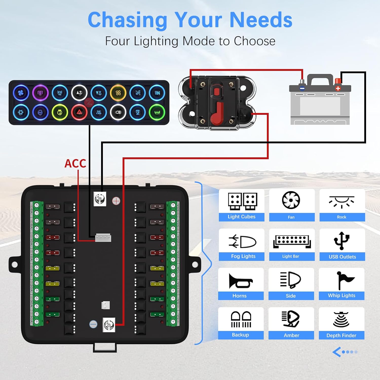 MaySpare Switch Panel Upgraded Multicolored Toggle Momentary Pulse Panel,Electronic Relay System for Yachts Trucks Off-Road Vehicles RVs SUVs UTVs ATVs- IP68 Waterproof (16 Gang Switch Panel)