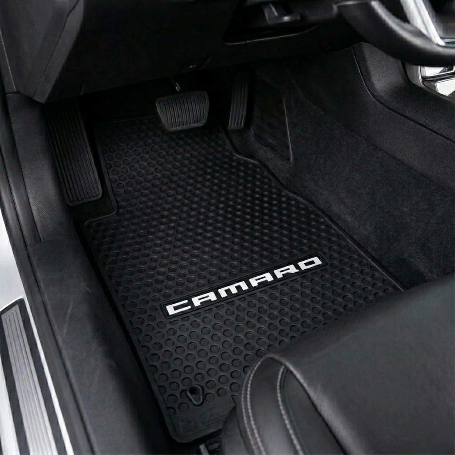 Lloyd Mats Custom-Fit All-Weather Rubber Floor Mats for Chevy Camaro 2010-2015 (2PC - Camaro Word, Black)
