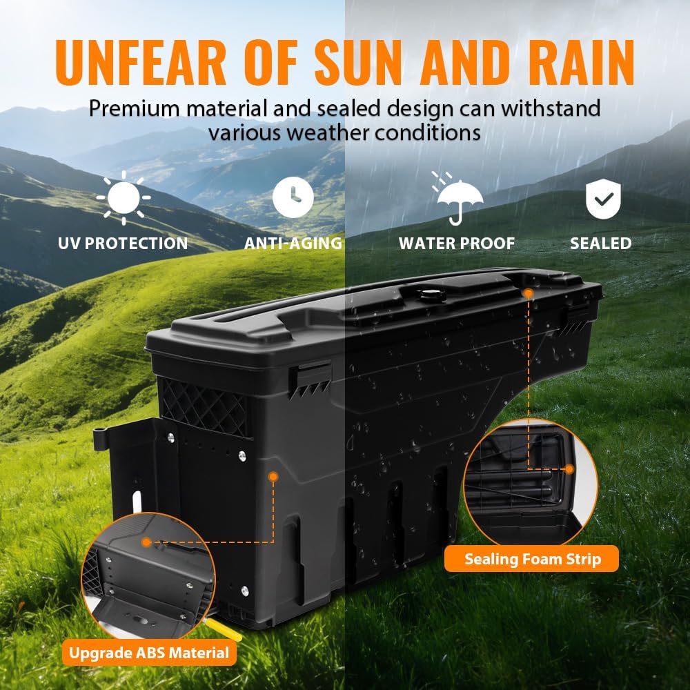 G-PLUS Truck Bed Storage Box Left Driver and Right Passenger Side Compatible with Compatible with Toyota Tacoma 2005-2020 All Engine Rear Tool Box Black 2PCS