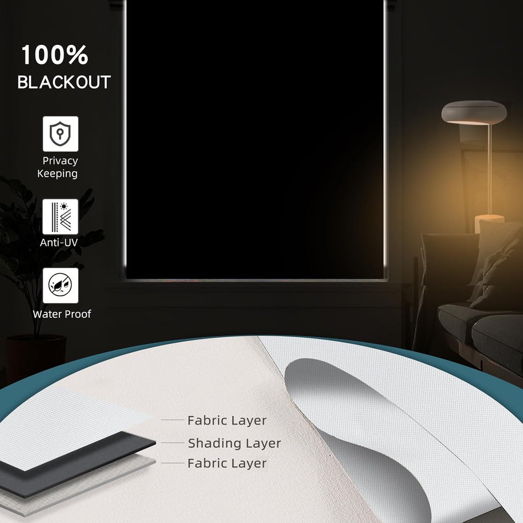 Motorized Blinds with Remote,100% Blackout Automatic Roller Shade Compatible with Alexa Google Homekit Thread,Electric Blind for Window,Vinyl Pure White