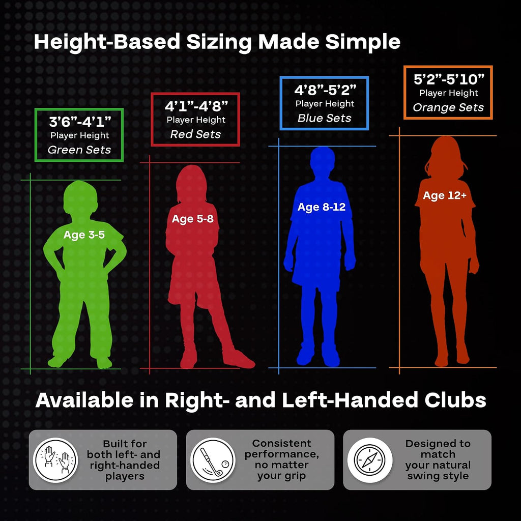 PGA Tour Youth Golf Club Set – Ages 3-5 (3'6'-4'1') and 5-8 (4'1' - 4'8') Right and Left Handed Beginner Junior Golf Clubs with Lightweight Golf Bag, Mallet Putter, Driver by Golfgen