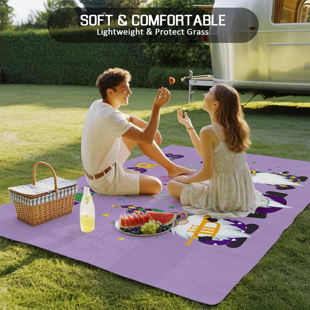 Outdoor Rug 4x6ft Mardi Gras Cartoon Cute Dwarfs Patio Area Rugs Waterproof Easy Cleaning Non Shedding Thick Mats Purple Carpet for Indoor Outdoor Porch Deck Backyard Balcony