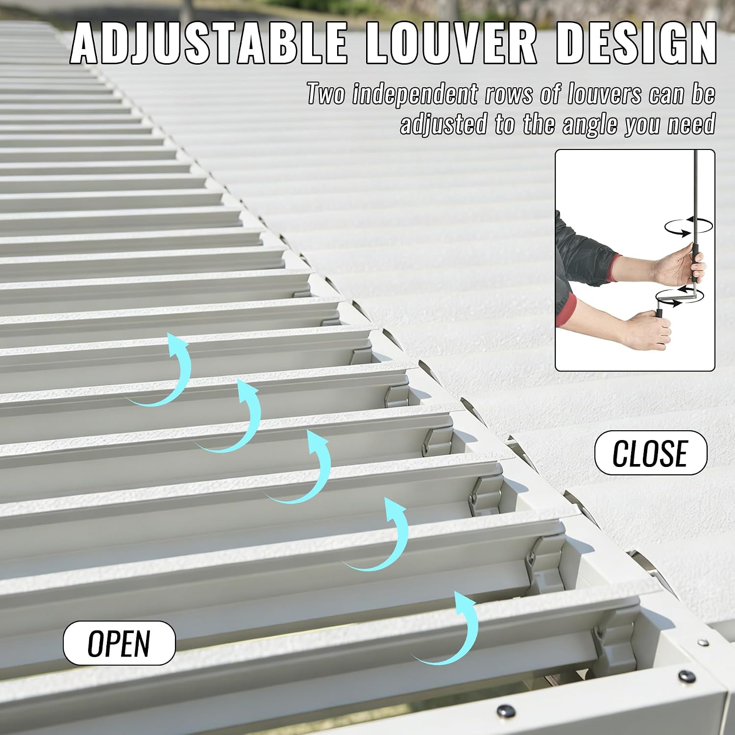 Domi 10x13FT Louvered Pergola Aluminum Structure Outdoor Pergola with Adjustable Roof Patio Pergola for Backyard Garden, White