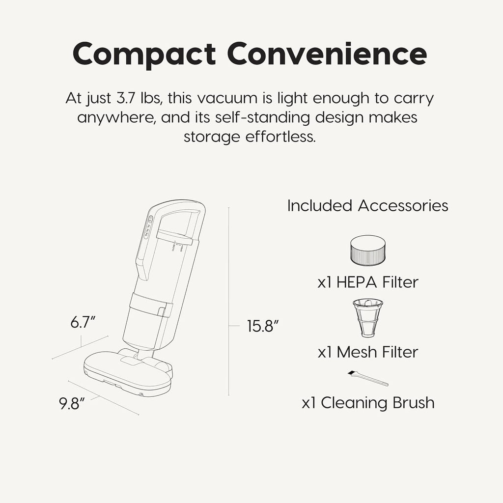 IRIS USA Handheld Corded Mattress Vacuum Cleaner, Dust Sensor, 120V, Pet Hair Remover, 6,500 BPM Agitator, Cyclonic HEPA Filter Sofas, and Upholstery, White
