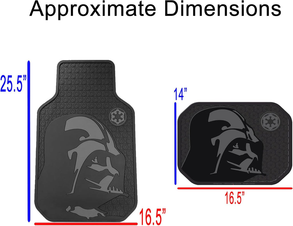 U.A.A. Inc. 8pc Star Wars Darth Vader Black Seat Covers Front Rear Rubber Floor Mats Set New