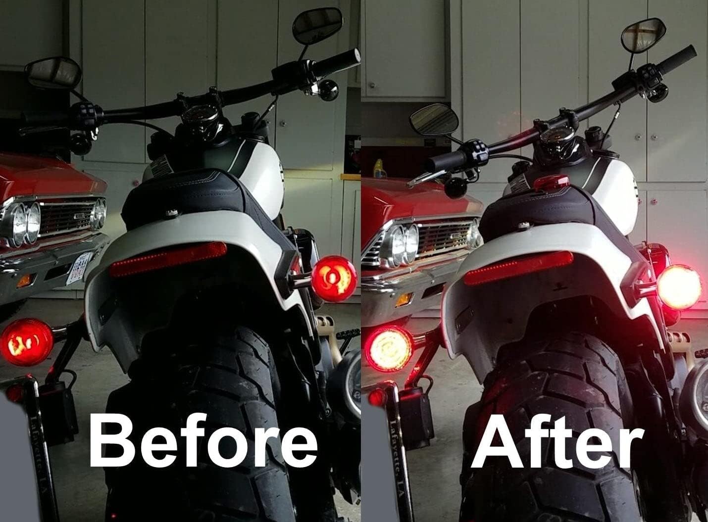 Eagle Lights 8748RTS-EE 2 Inch Rear LED Turn Signals with Halo Running Lights and Brake Lights Compatible With Harley Davidson® Motorcycles - Generation I / 1157 Base/Red/Add Load Equalizer