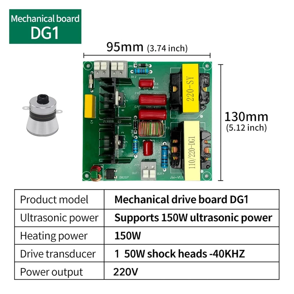 Ultrasonic Cleaner 40KHz 50-150W PCB Driver Boards Circuit Board Kit with Transducer for Car Washer Washing Machine(50W Kit 220V)