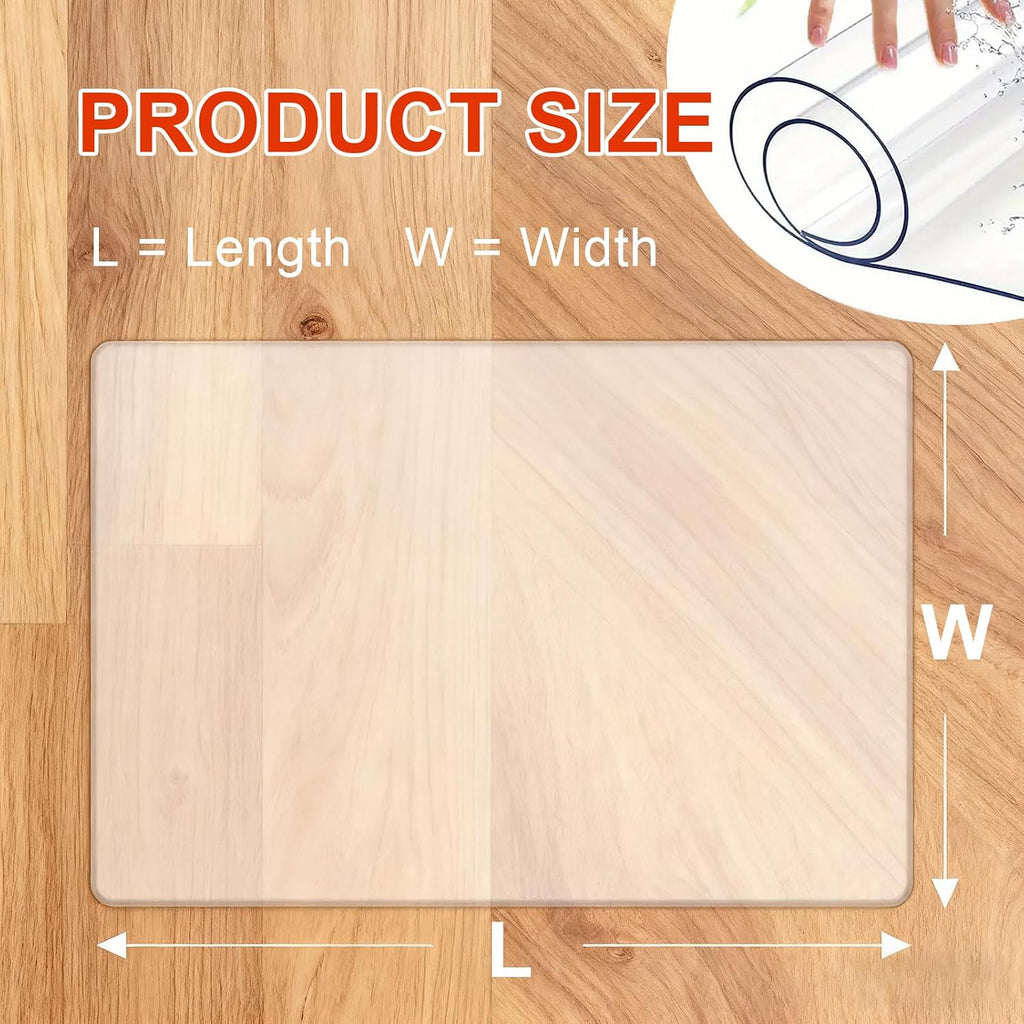 Large Transparent Computer Desk Mat Plastic Desktop Protector, 3mm PVC Writing Pad with Round Edge, Waterproof Wipeable Non-Slip Table Protector