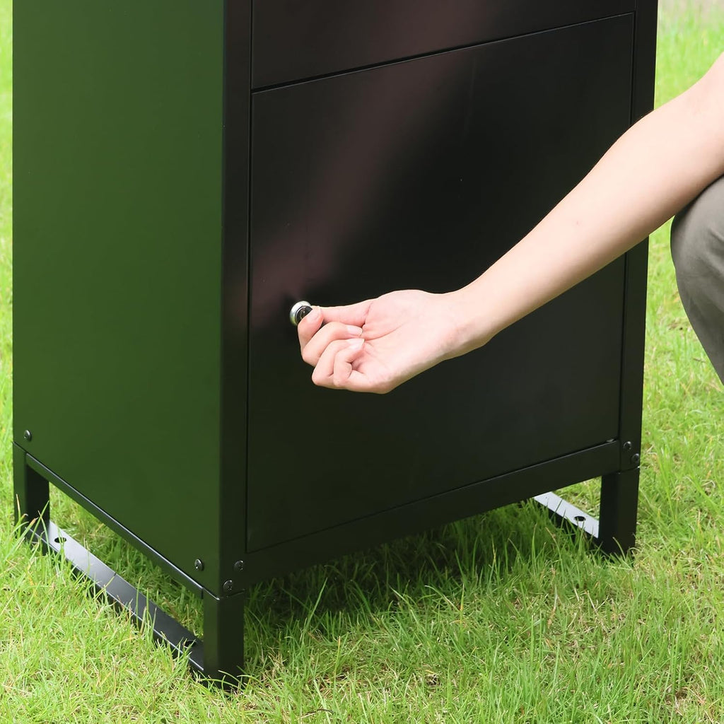ALBAD Package Delivery Boxes with Lockable Secure Compartment, Anti-theft Baffle Parcel Drop Box, and Waterproof Design for Porch and Curbside Delivery (BLACK)