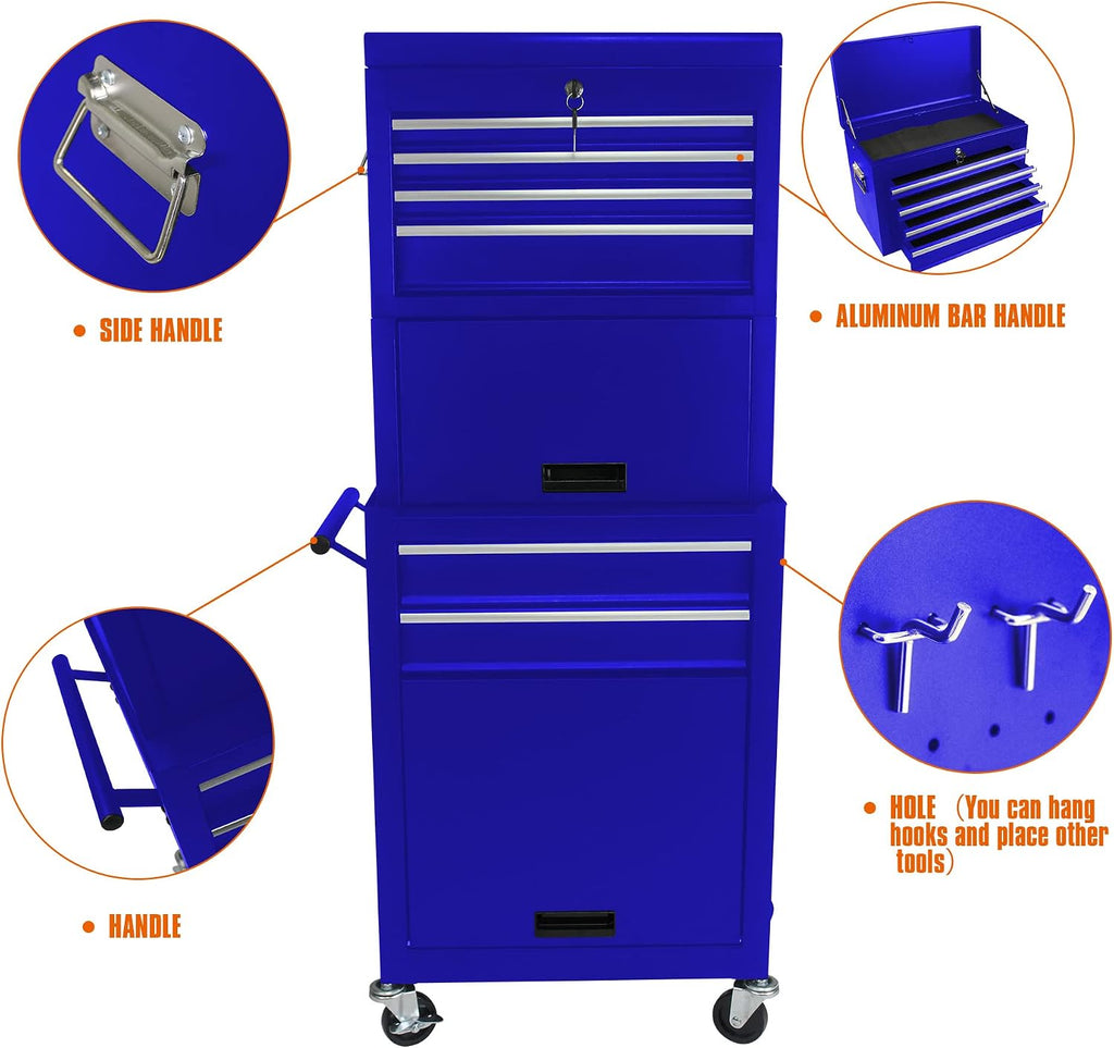 Rolling Tool Chest, 6 Drawers Rolling Tool Chest with Wheels, Portable Rolling Tool Box on Wheels, High Capacity Tool Chest Organizer for Garage, Workshop, Home Crafts Use