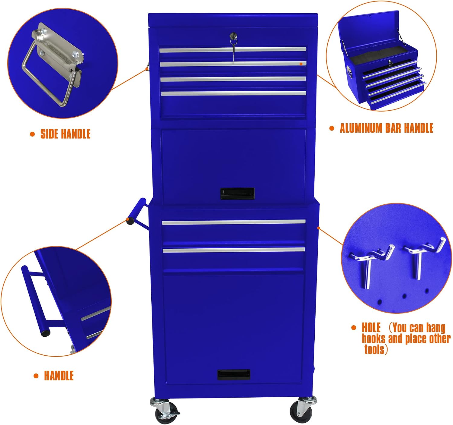 Rolling Tool Chest, 6 Drawers Rolling Tool Chest with Wheels, Portable Rolling Tool Box on Wheels, High Capacity Tool Chest Organizer for Garage, Workshop, Home Crafts Use