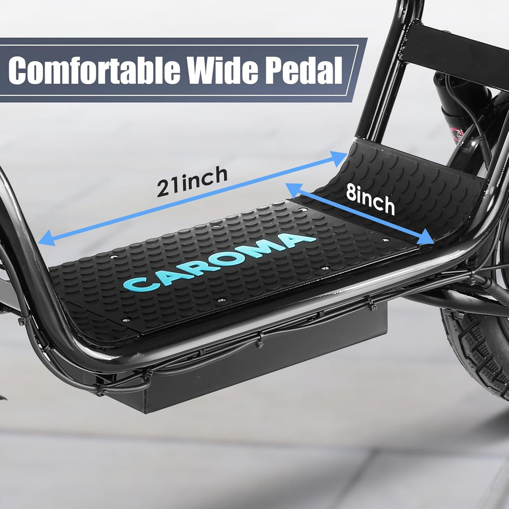 Caroma Peak 800W/1200W Electric Scooter with Seat, Max 20/30Miles&20MPH, 14' Tires Foldable Adult Electric Scooter with Basket for Pets & Cargo, Dual Shock Absorbing EScooter for Commuting