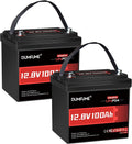 2 Pack 12V 100Ah Slim Lithium LiFePO4 Battery, Xtra Mini Deep Cycle RV Battery with 100A BMS & Low-Temp Protection Smart Small Lithium Battery for Solar Systems, Off-Grid Marine RV