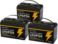 12V 100Ah LiFePO4 Lithium Battery Group 31 (3-Pack) with Built-in 100A BMS, Low-Temp Protection Up to 15000 Deep Cycles Rechargeable Battery for RV, Marine, Solar System, Van, Trailer, Backup