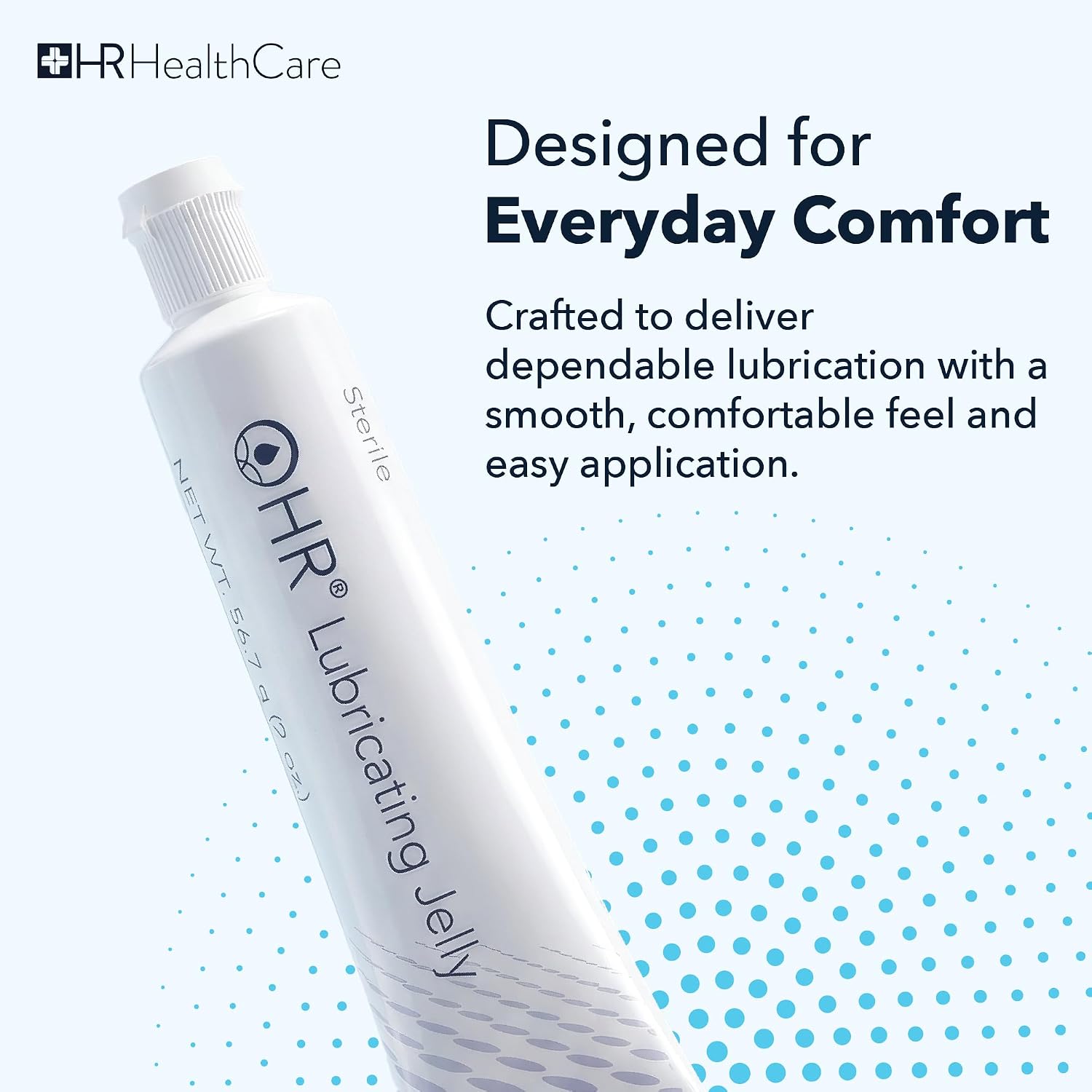 HR Lubricating Jelly 2 Ounce Tube, Case of 96 | Water-Soluble | Non-Greasy | Non-Staining | Latex-Free | Clear & Odorless | for Catheter, Exam, Thermometer & Instruments
