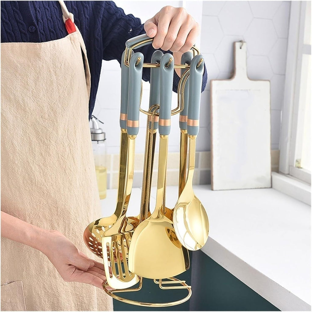 Cooking Spoons Spatulas Stainless Steel Cooking Utensils Gadgets Bakeware Tools Kitchen Cookware 7 Pieces