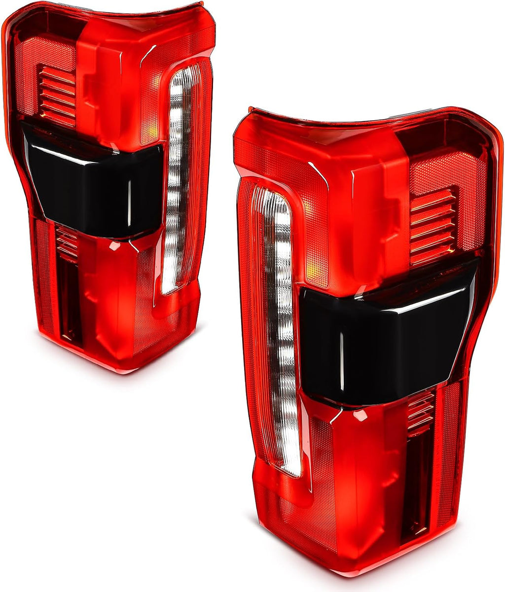 Tail Lights Fit 2023-2024 for F-250 Super Duty, 2023-2024 for F-350 Super Duty Driver & Passenger Side Tail Light Assembly Black Housing Red Lens FO2800294