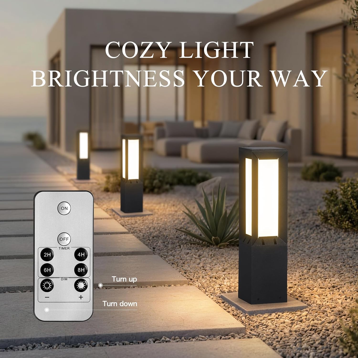 Modern Solar Pathway Lights Outdoor IP65 Waterproof, 23.62' Landscape Path Lights, Modern Commercial Pathway Lighting, 3000K LED Solar Bollard Light for Driveway Entrance Garage Courtyard