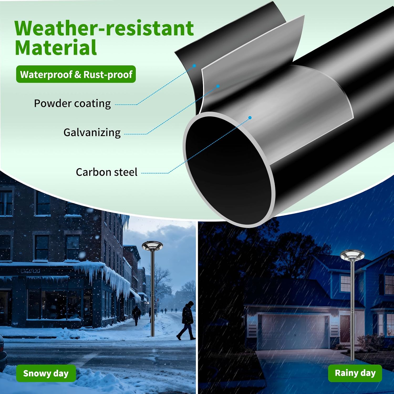 10' Outdoor Street Light Pole, Galvanized Steel, Waterproof, Street Light Accessory, Suitable for Solar Post Lamp on Garden, Patio, Yard, Pathway, Parking Lot