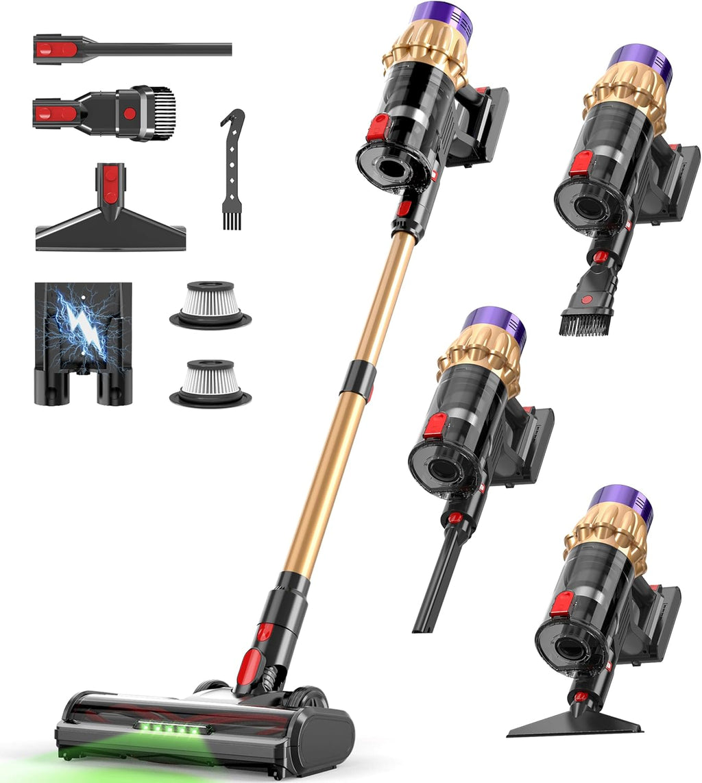 Cordless Vacuum Cleaner 55KPA Suction 65 Minute Runtime with Touch Screen and Self Standing for Carpets Hard Floors and Pet Hair