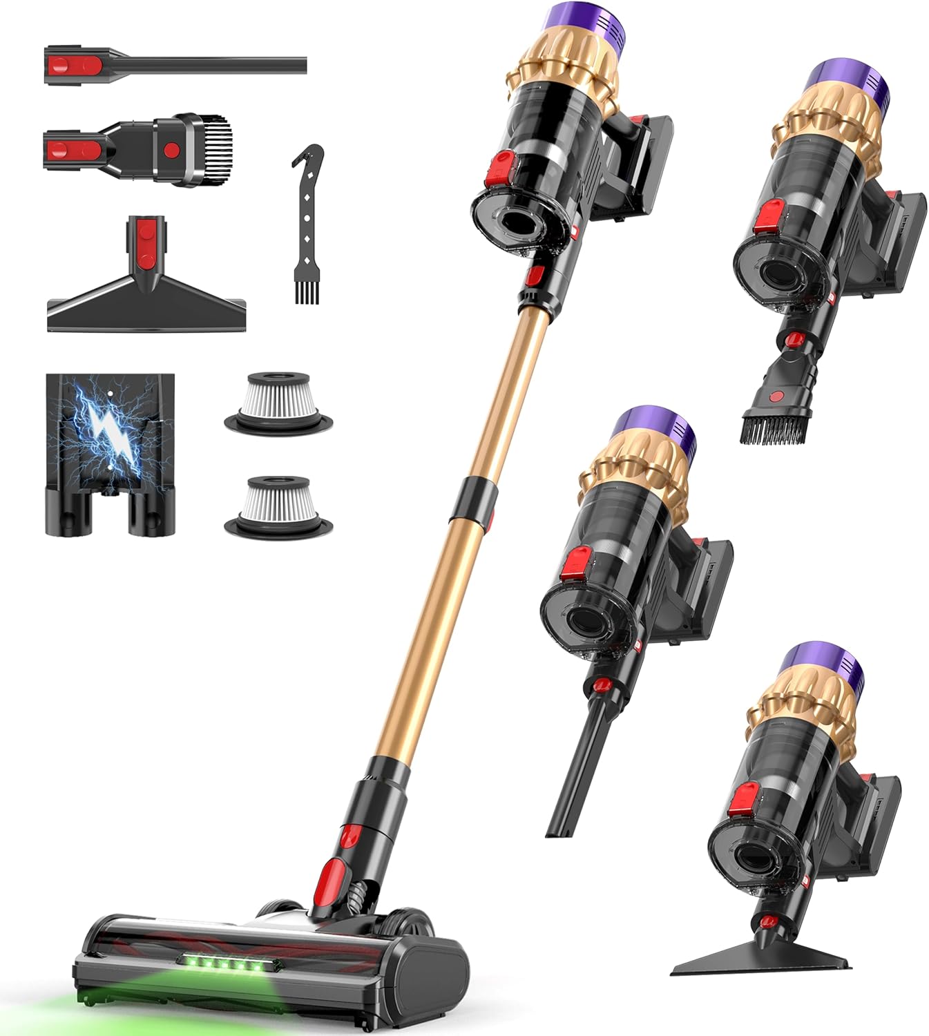 Cordless Vacuum Cleaner 55KPA Suction 65 Minute Runtime with Touch Screen and Self Standing for Carpets Hard Floors and Pet Hair