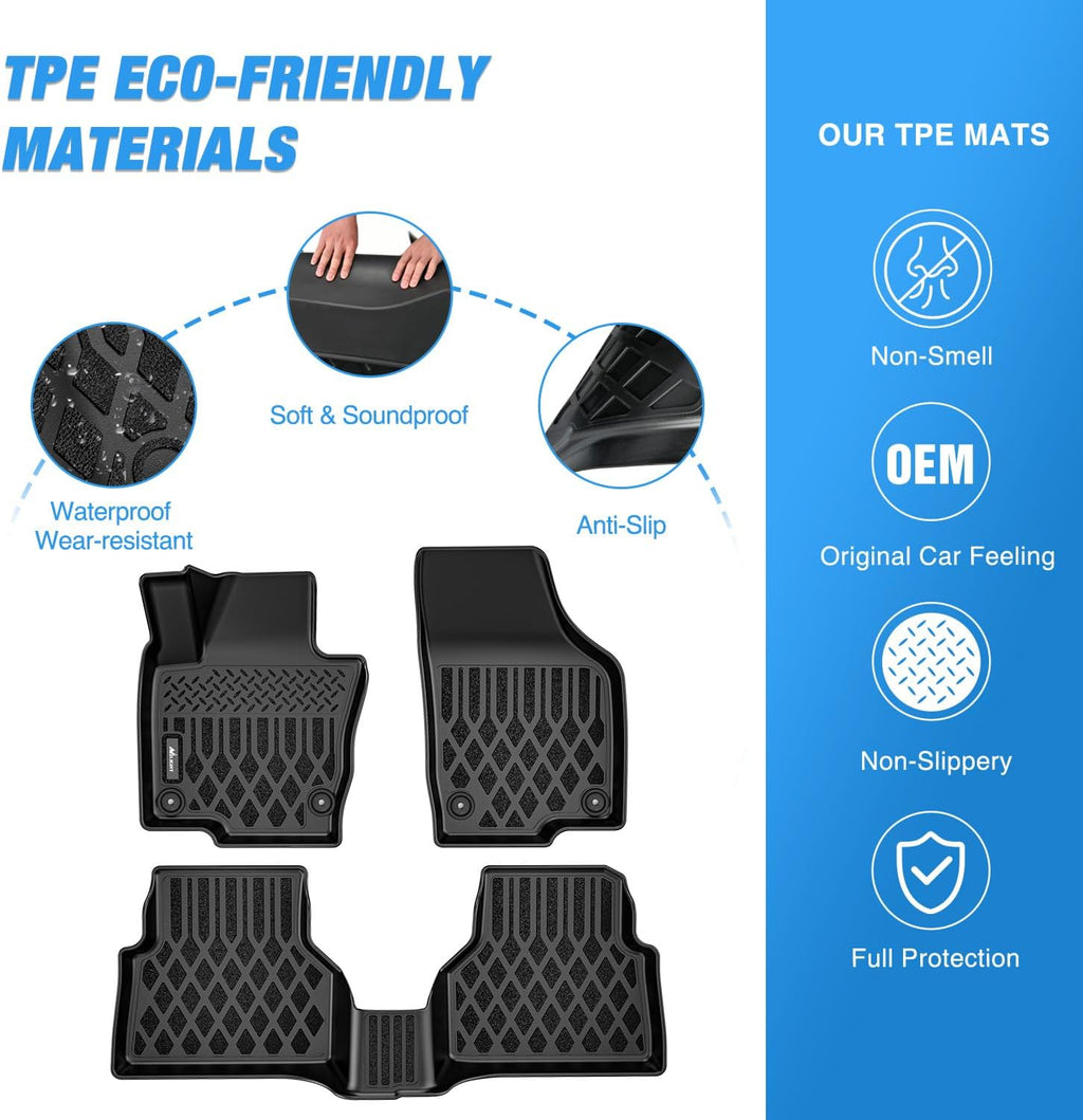 Nilight TPE Floor Mats for Volkswagen Tiguan 2009 2010 2011 2012 2013 2014 2015 2016 2017 All Weather Custom Fit Heavy Duty Floor Liners