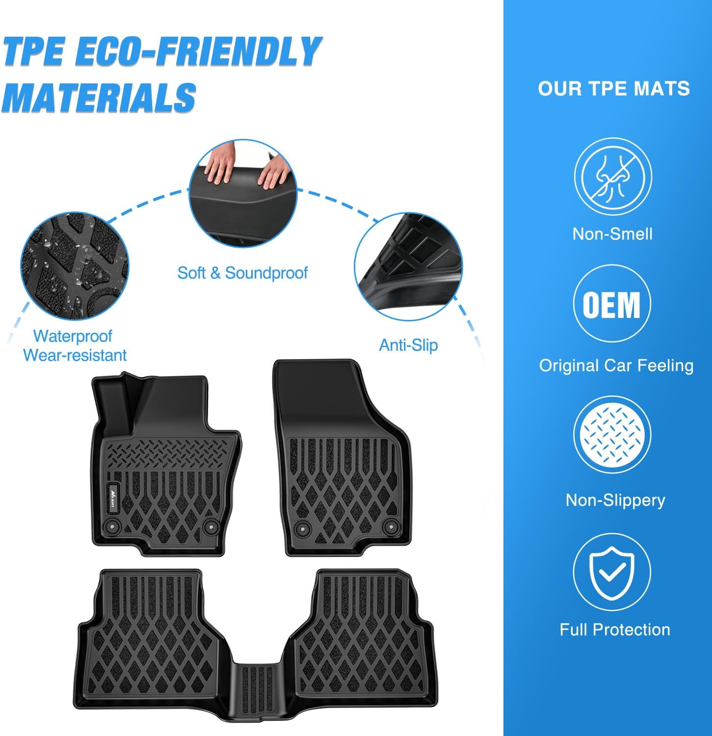 Nilight TPE Floor Mats for Volkswagen Tiguan 2009 2010 2011 2012 2013 2014 2015 2016 2017 All Weather Custom Fit Heavy Duty Floor Liners