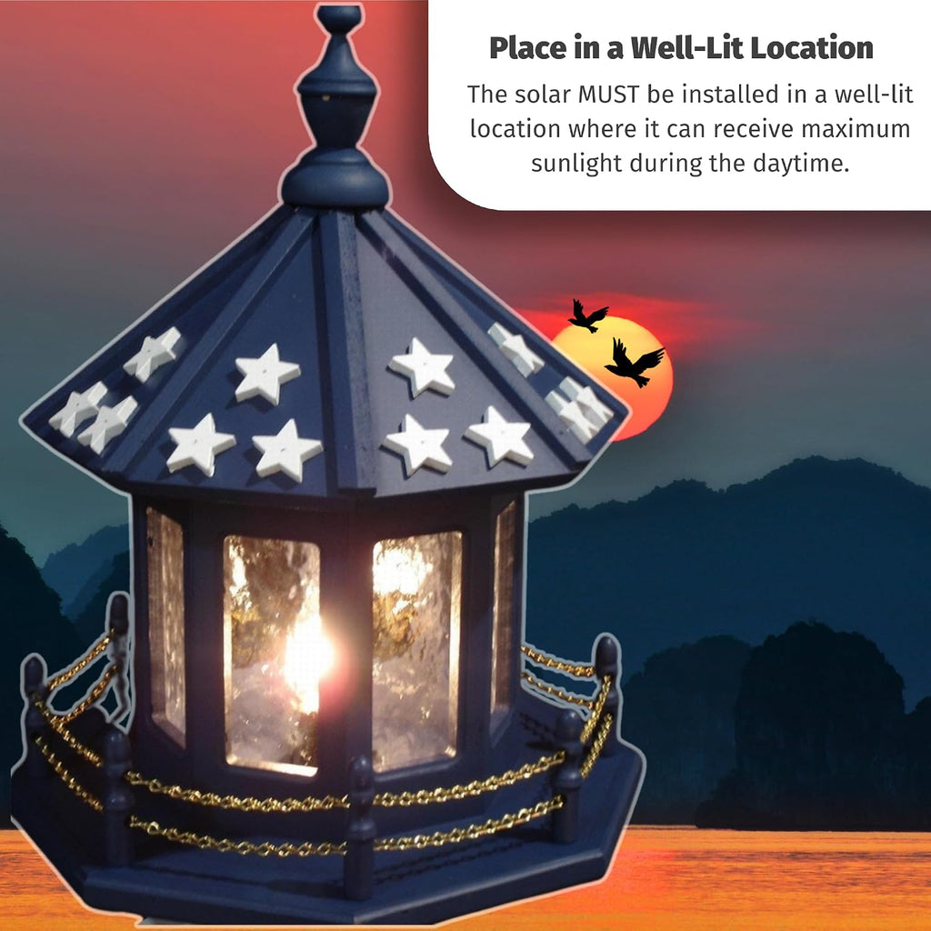 DutchCrafters Solar Powered Lighthouse Kit - Solar Lights Outdoor Waterproof with LED Lights for Outside and Dusk to Dawn Light, Lighthouse Beacon, Backyard Decor - Amish Made in USA