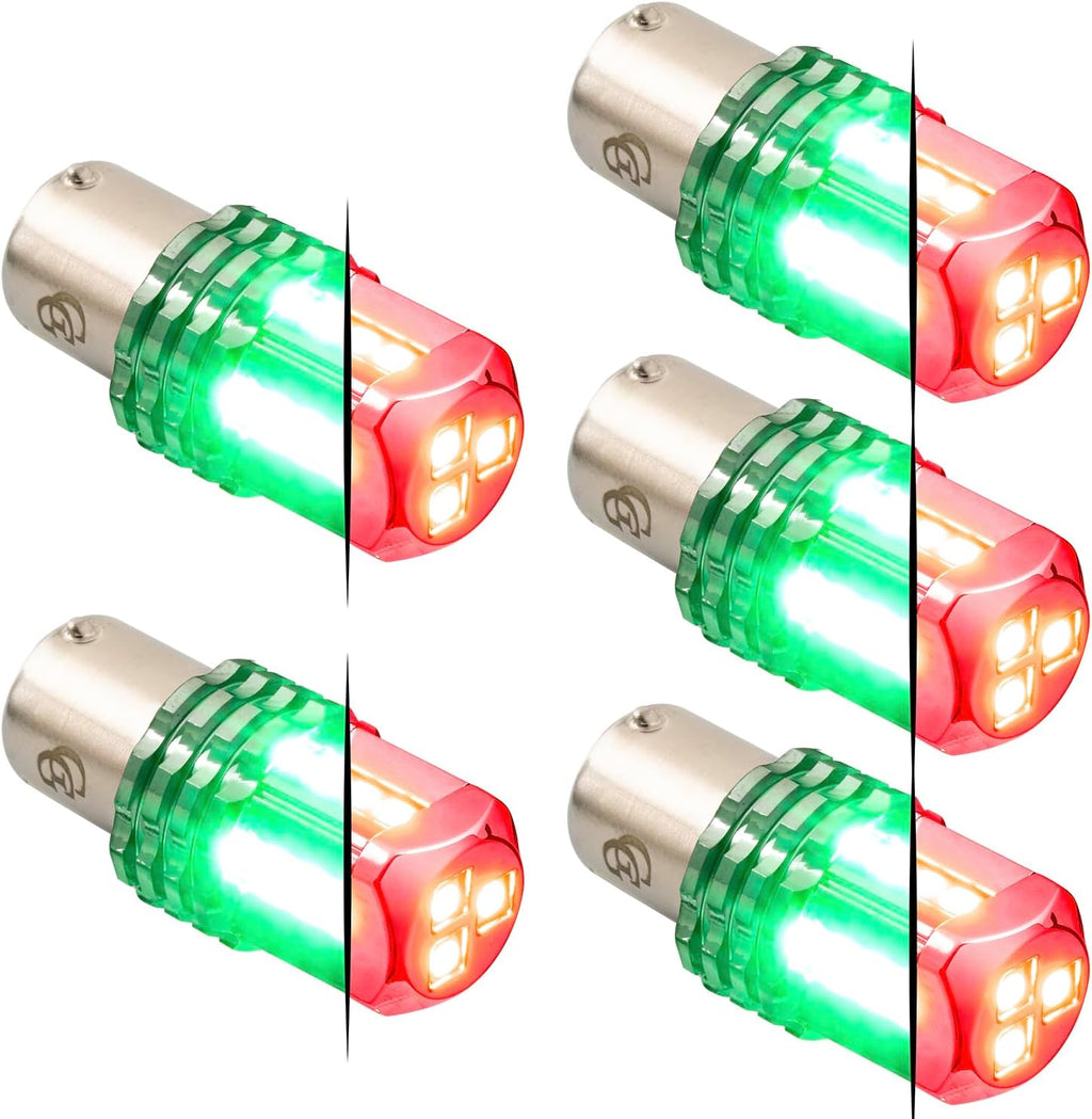 GG Grand General 70828 1157 Dual Color Red/Green 15 LED Tower Bulb, 12V, 5 Pack