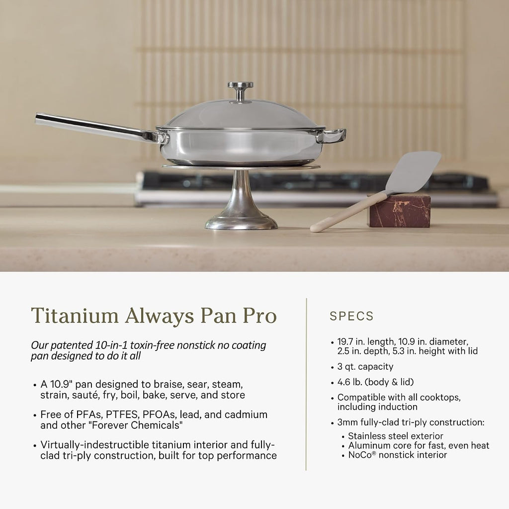 Our Place 15-Piece Titanium Pro Cookware & Bakeware Set | Tri-Ply Titanium & Stainless Steel Nonstick Fry Pans & Pots | Ceramic Nonstick Bakers & Griddle Pan | Non-toxic, PFAS-Free | Blue Salt