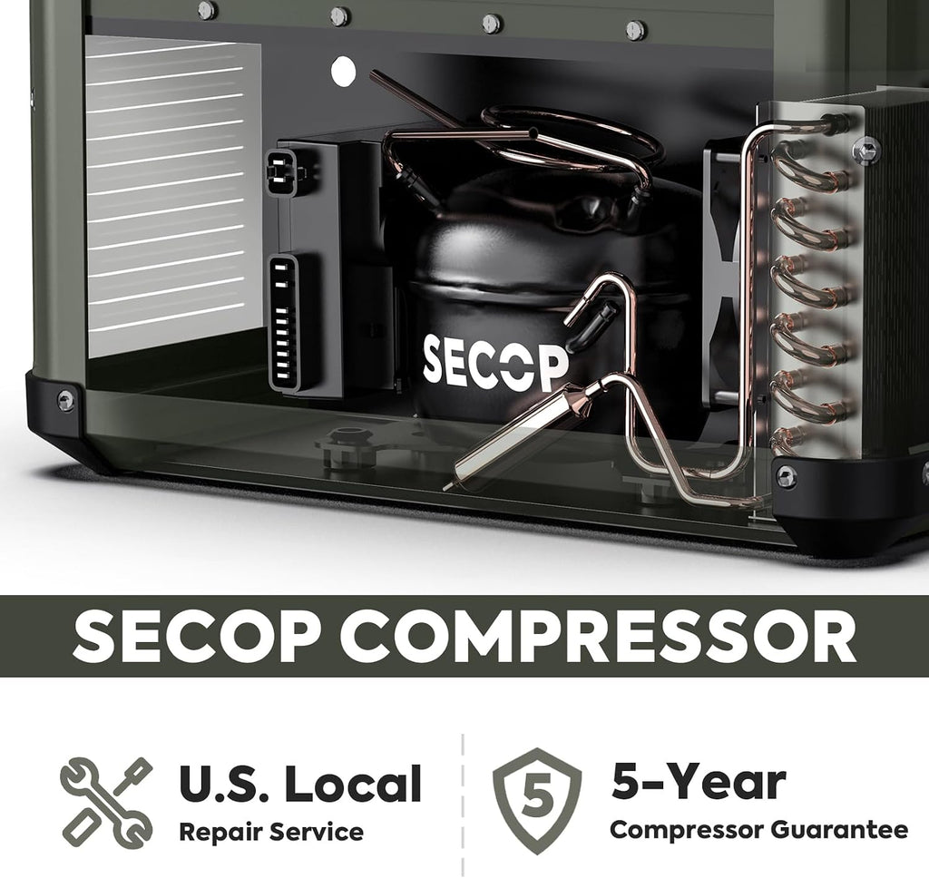 ICECO VL75ProD Dual Zone Fridge Freezer, 12 Volt Refrigerator, 79Qt Car Fridge Powered by SECOP, Portable Freezer with Reversible Lid, 0-50°F, AC/DC, For Car, Outdoor, Camping |+Battery+Solar Panel