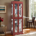 71' Lighted Curio Cabinet with 6 Adjustable Shelves, Vintage Glass Display Case, Tempered Glass Doors, Tall Wine Bar Cabinet for Living Room Liquor Storage, Bulb Included