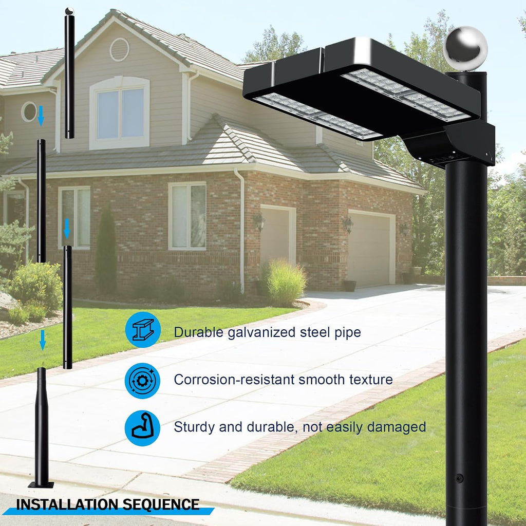 Street Light Pole 13Ft,Street Light Poles for Outdoor Lighting, Solar Street Light Pole Accessory for Street, Patio, Backyard, Basketball Court, Park