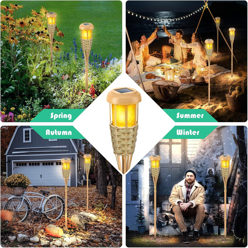 Solar Outdoor Lights, Solar Torch Lights Outdoor Flickering Flame, Outdoor Decorations for Patio Path Yard - 6 Pack